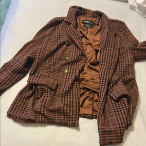 Torrid Brown Plaid Blazer with Asymmetrical Zipper